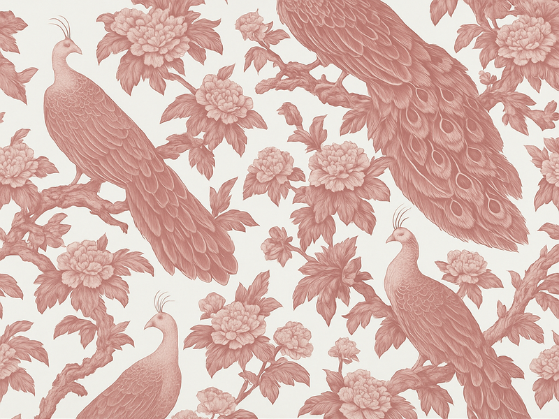 Bedroom vinyl rug with pink peacock design - TenStickers