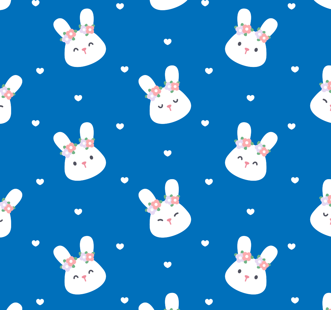Bedroom vinyl rug with adorable rabbits on blue - TenStickers