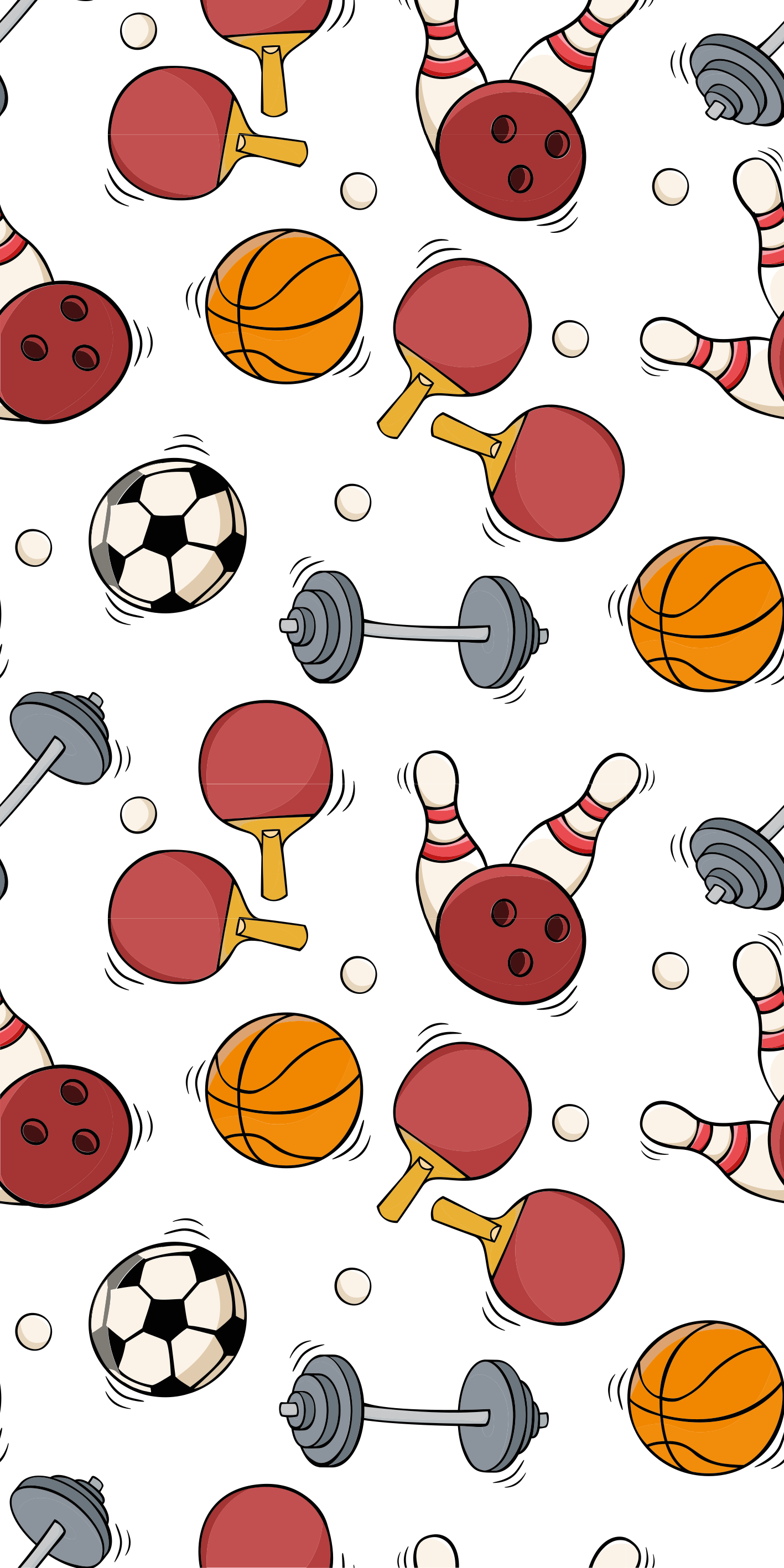 Bedroom vinyl rug sports equipment doodle design - TenStickers