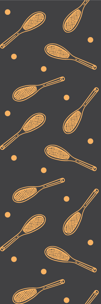 Bedroom vinyl rug with orange rackets and balls design - TenStickers