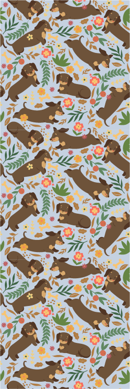 Bedroom vinyl rug with dachshund and floral design - TenStickers