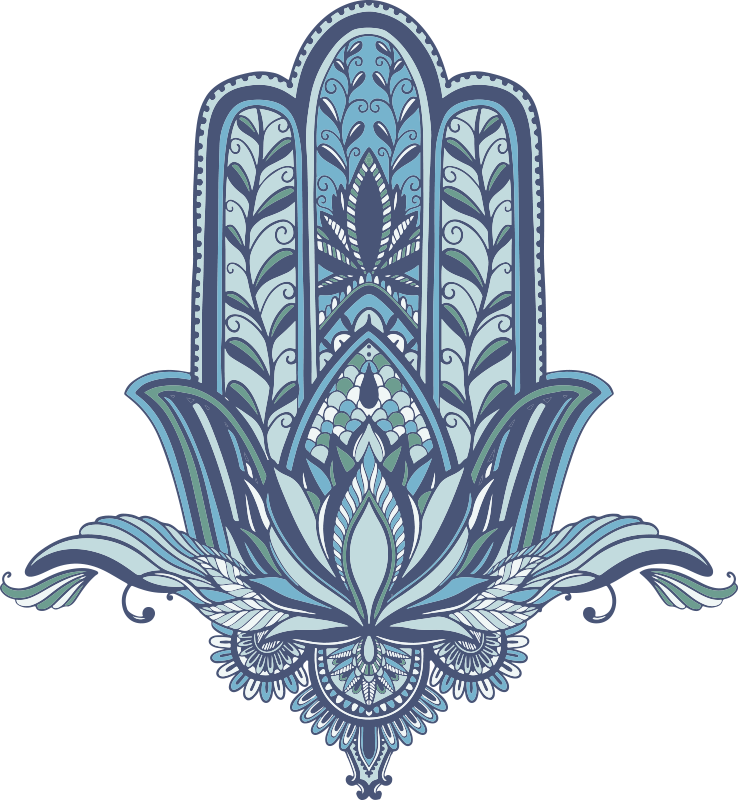 Bedroom vinyl rug blue jewish hamsa hand - TenStickers
