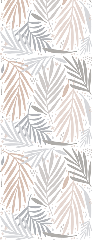 Nordic vinyl rug with white and gray leaf design - TenStickers