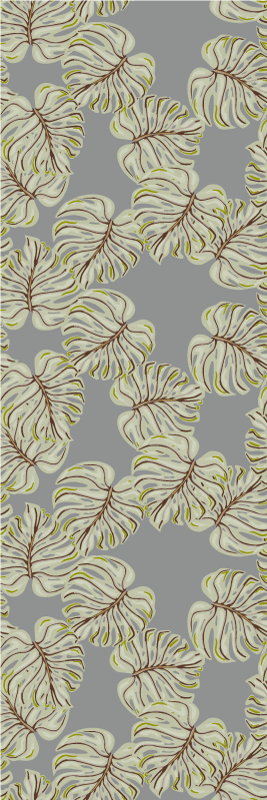 Nordic vinyl rug with gray minimalist monstera leaves - TenStickers