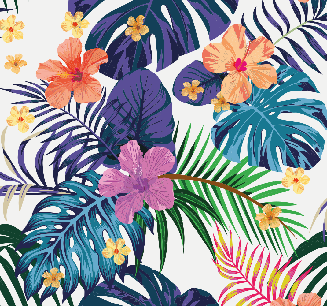 Nature vinyl rug hawaiian colorful blooms - TenStickers