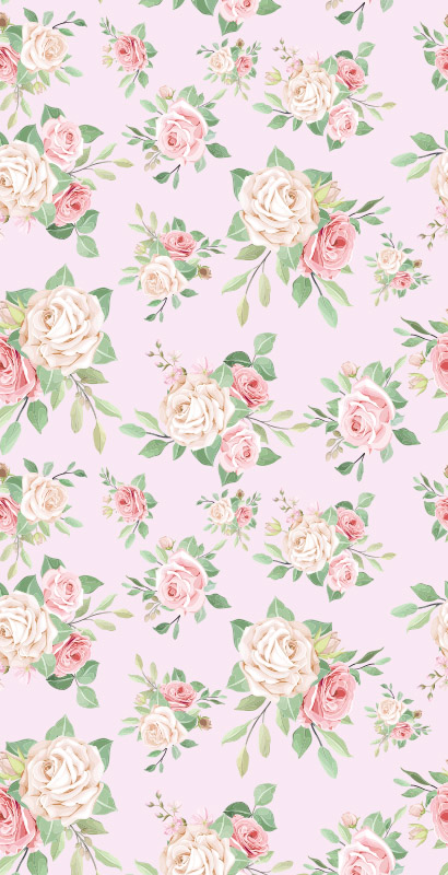 Nature vinyl rug with pink peonies on grey - TenStickers