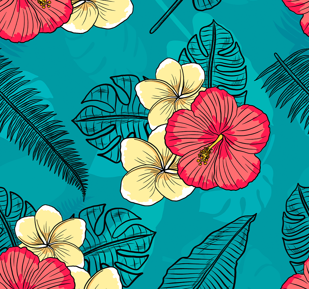 Nature vinyl rug hawaiian blooms - TenStickers