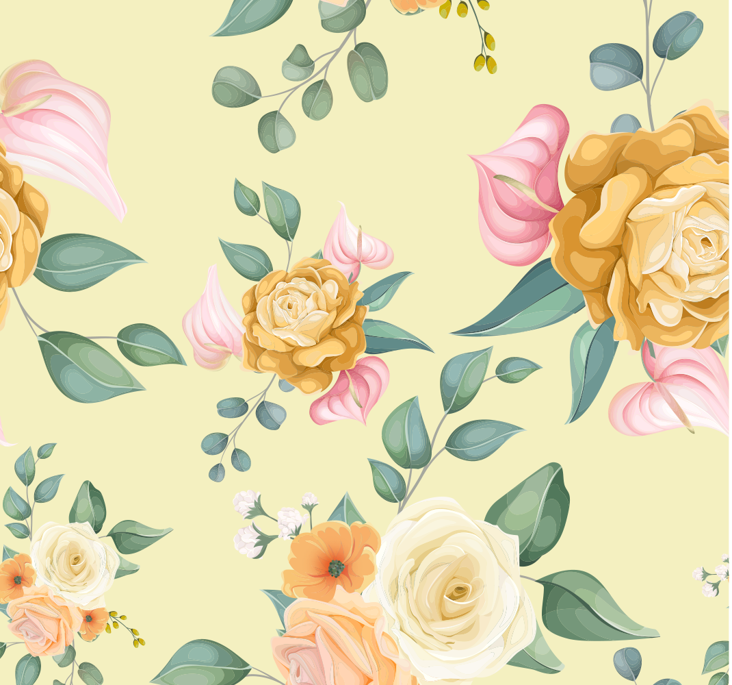 Nature vinyl rug yellow roses vintage design - TenStickers