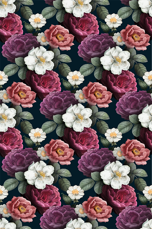 Nature vinyl rug with white flower petal design - TenStickers