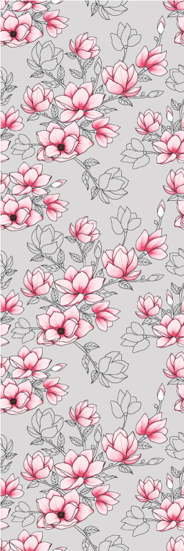 Nature vinyl rug with magnolia flowers on silver - TenStickers