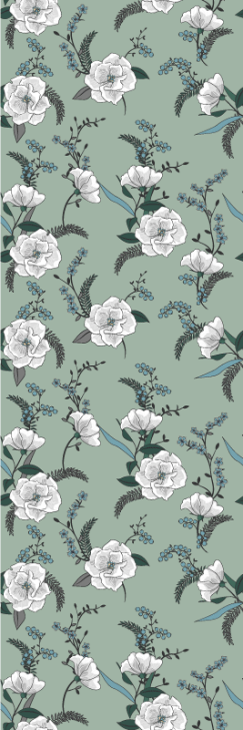 Nature vinyl rug beautiful white magnolia tree - TenStickers