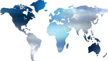 World map vinyl rug watercolor world map in blue tones - TenStickers