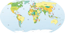 World map vinyl rug political world map decor - TenStickers