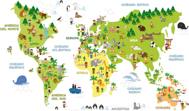 World map vinyl rug for kids by country - TenStickers
