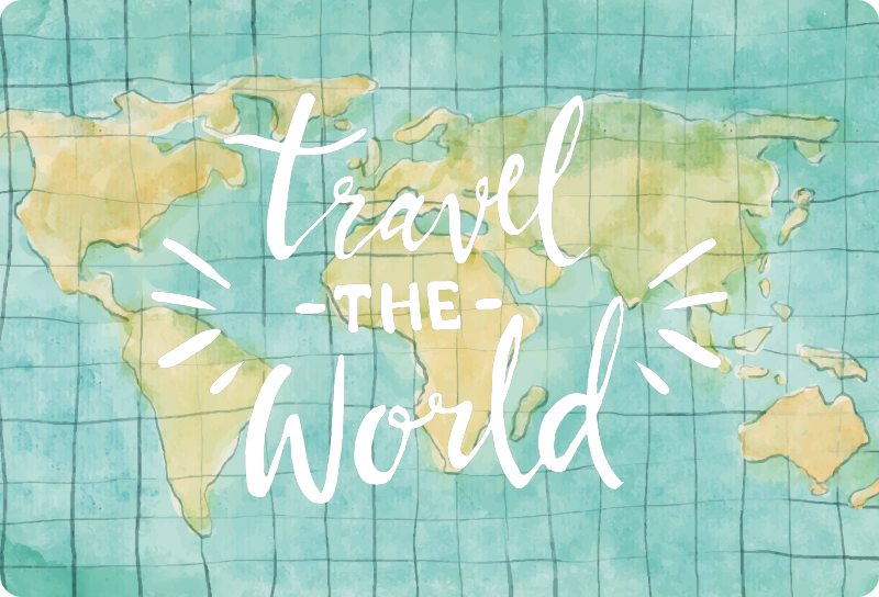 World map vinyl rug travel the world map - TenStickers