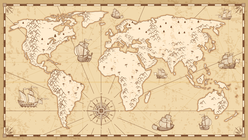 World map vinyl rug vintage world map - TenStickers