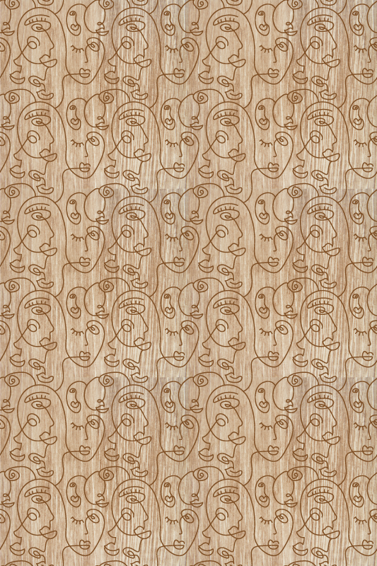 Texture vinyl rug featuring abstract beige women - TenStickers