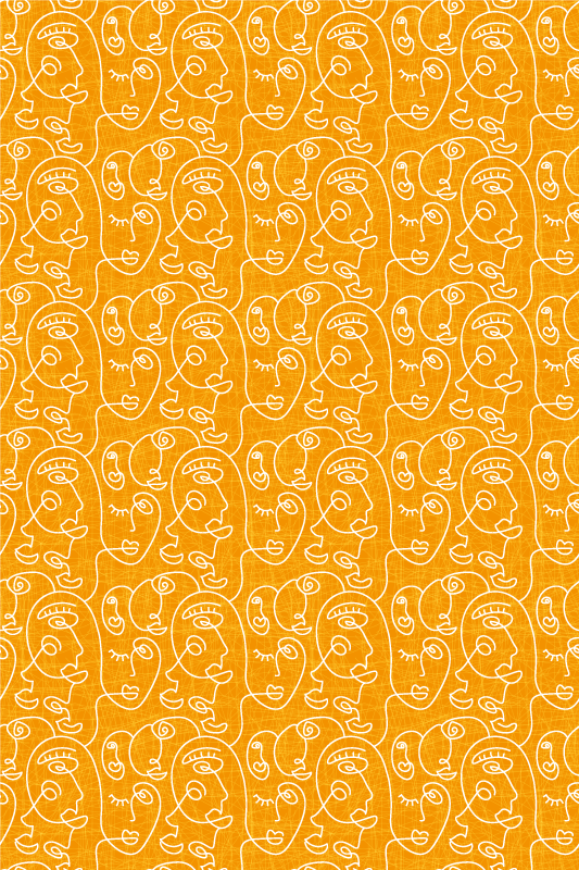 Texture vinyl rug featuring abstract orange women - TenStickers