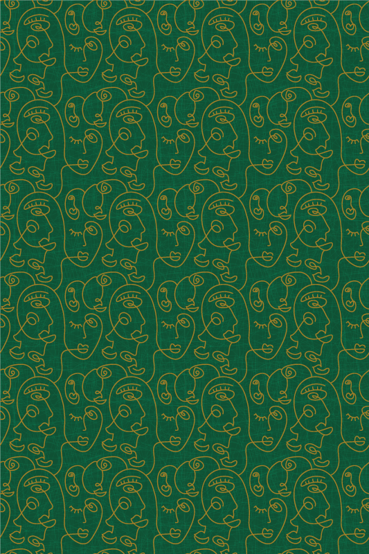 Texture vinyl rug featuring abstract green women - TenStickers