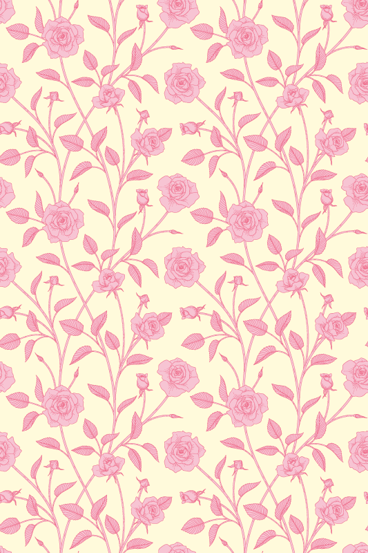 Vintage vinyl rug with small roses on pink - TenStickers
