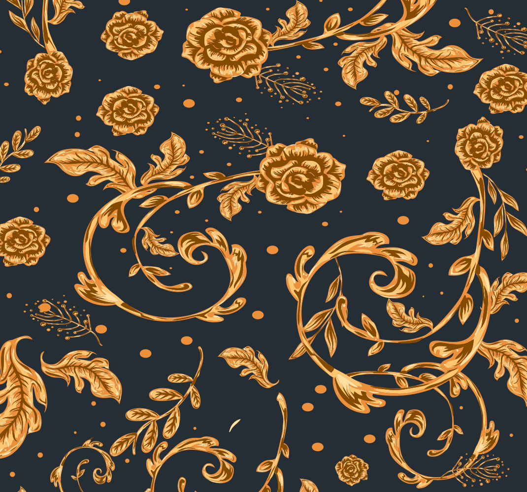 Vintage vinyl rug - golden leaf design - TenStickers
