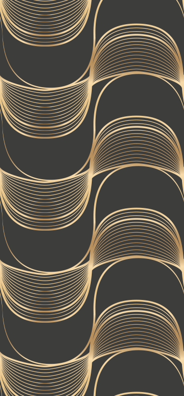 Vintage vinyl rug with gold waves art decor pattern - TenStickers