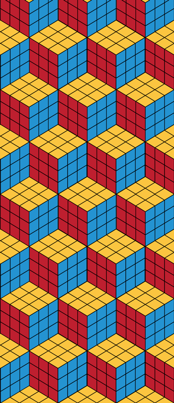 Vintage vinyl rug rubik cube classic design - TenStickers