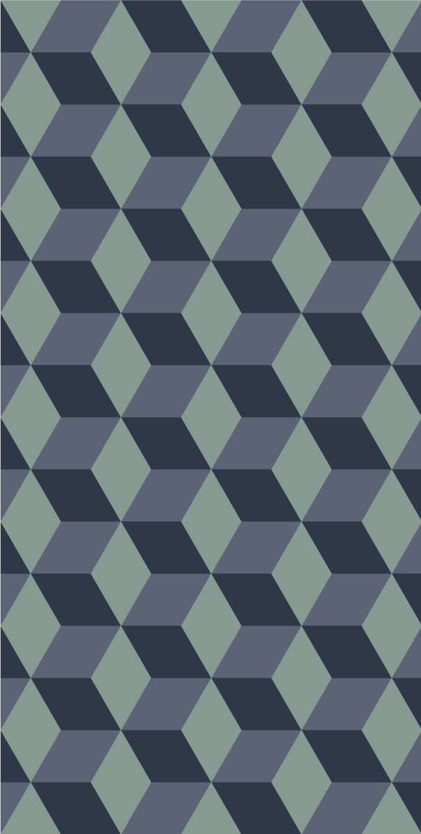 Vintage vinyl rug in retro blue cube pattern - TenStickers