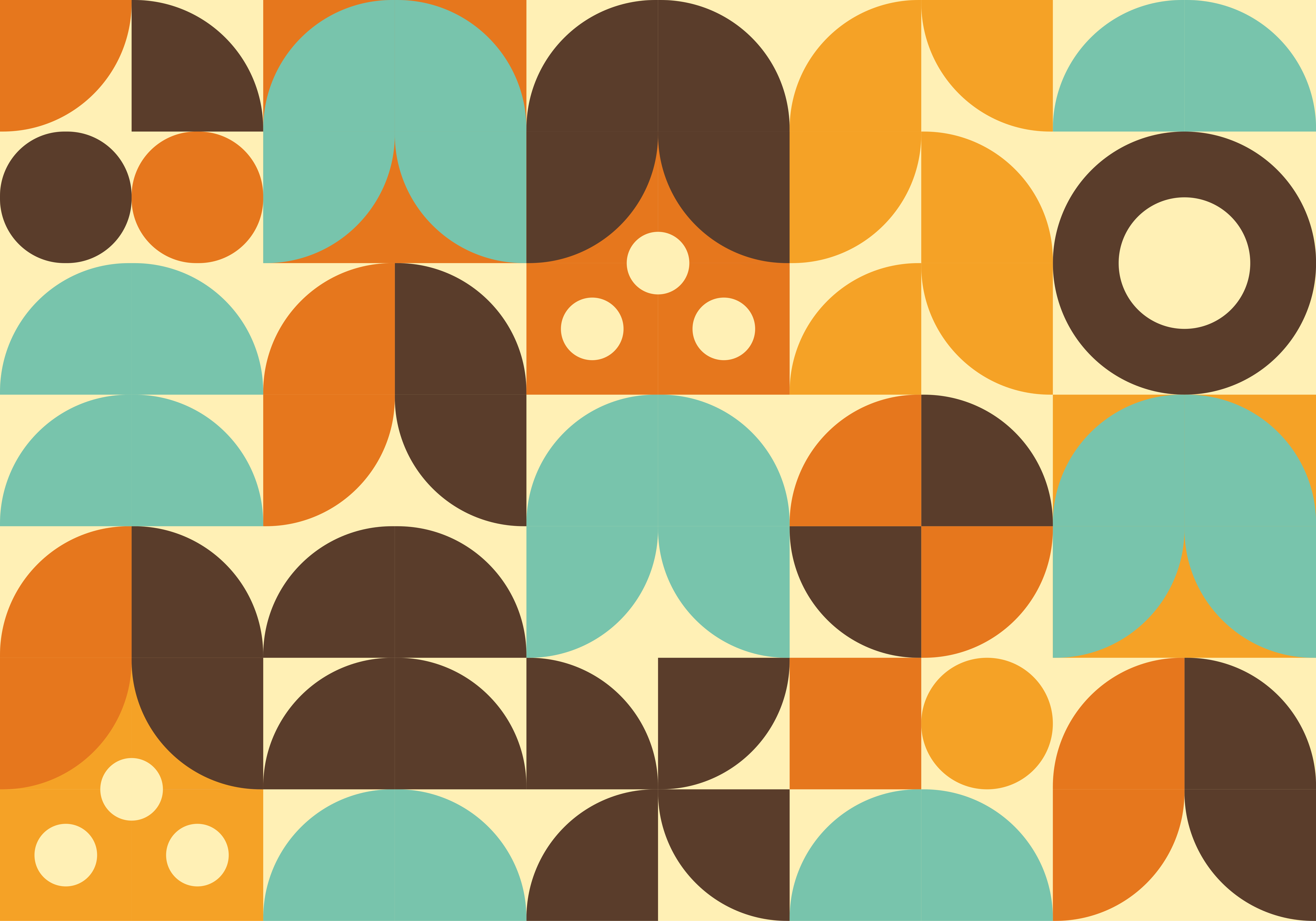 Vintage vinyl rug with geometric 70s abstract shapes - TenStickers
