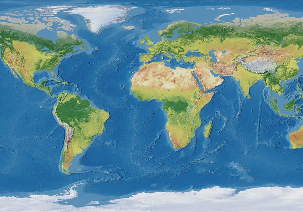 World map vinyl rug geographic realistic world map - TenStickers
