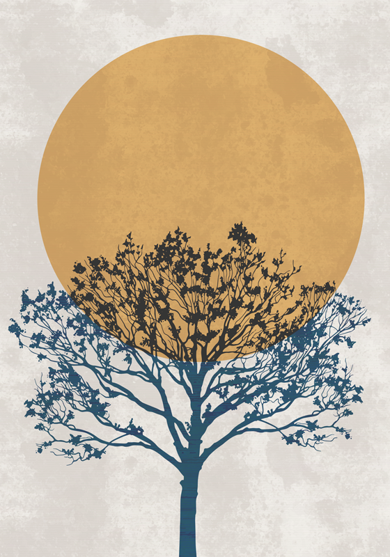 Vinyl rug flowers tree at sunrise - TenStickers