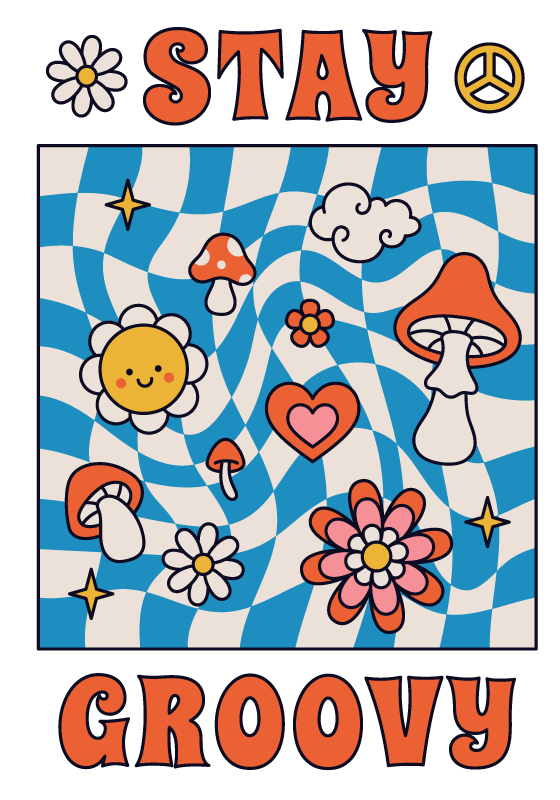 Custom vinyl rug stay groovy - TenStickers