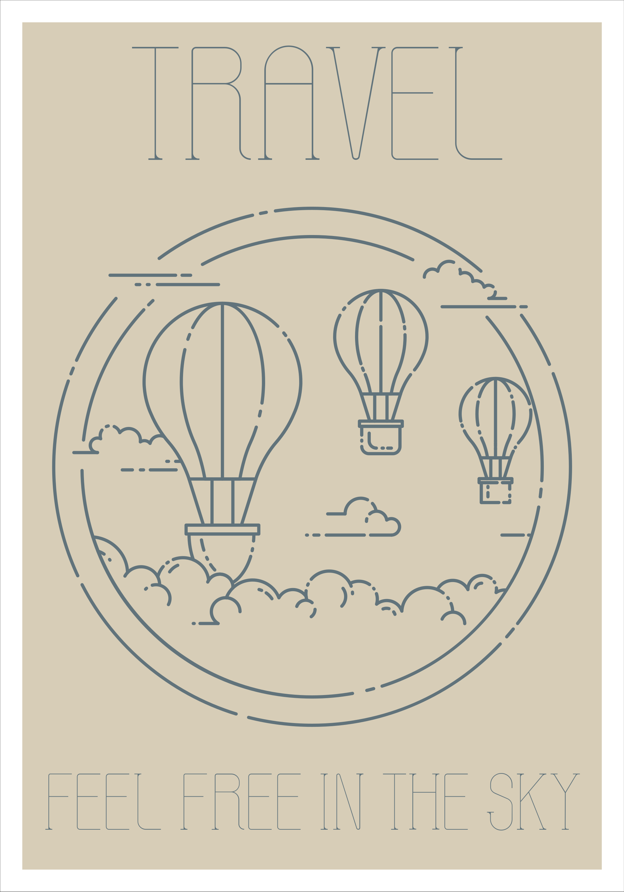 Custom vinyl rug minimalist hot air balloon - TenStickers