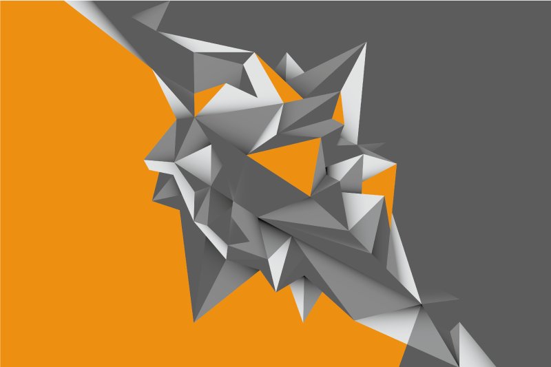 Geometric vinyl rug in gray and orange abstract forms - TenStickers