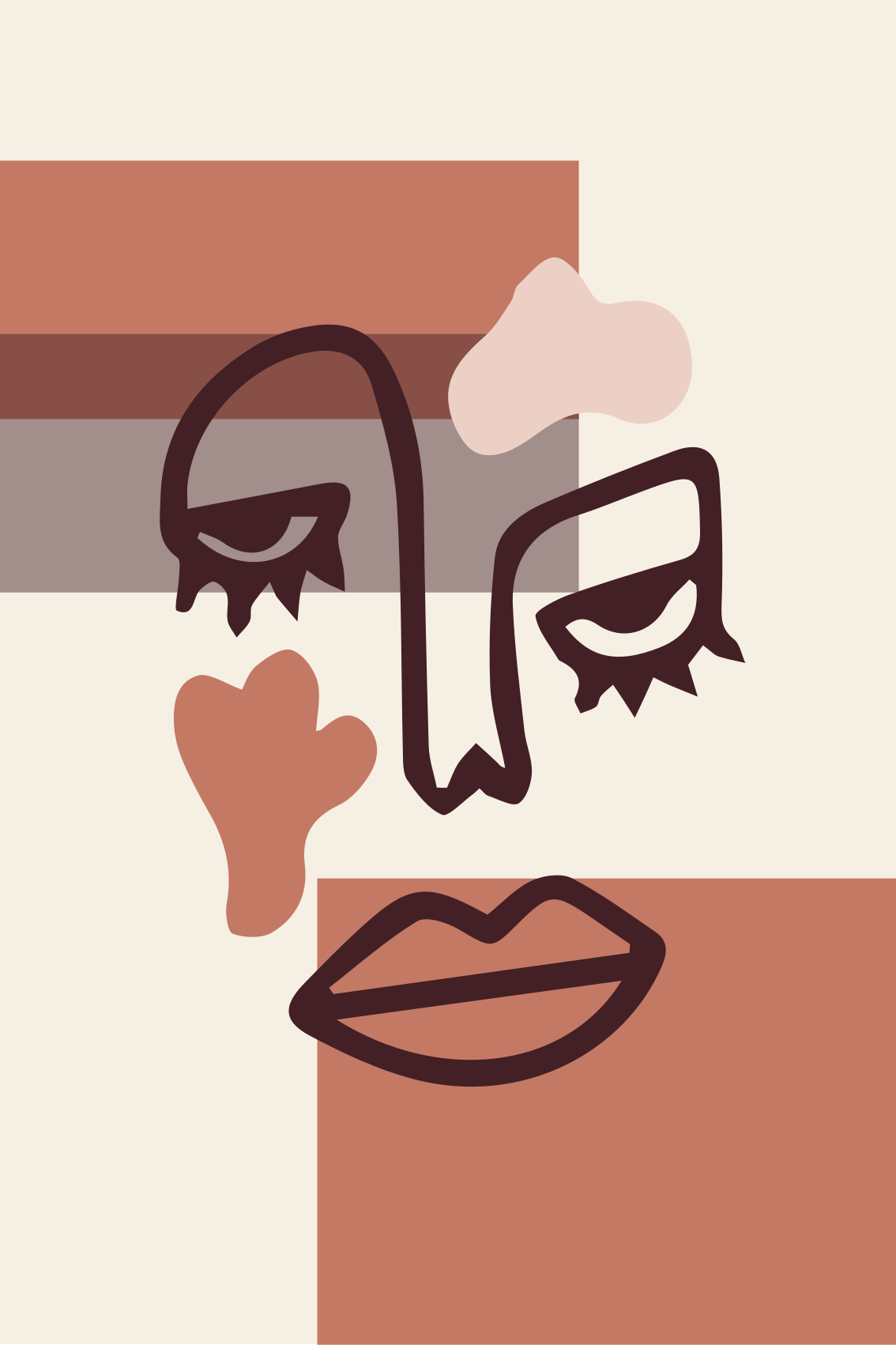 Geometric vinyl rug abstract woman face - TenStickers