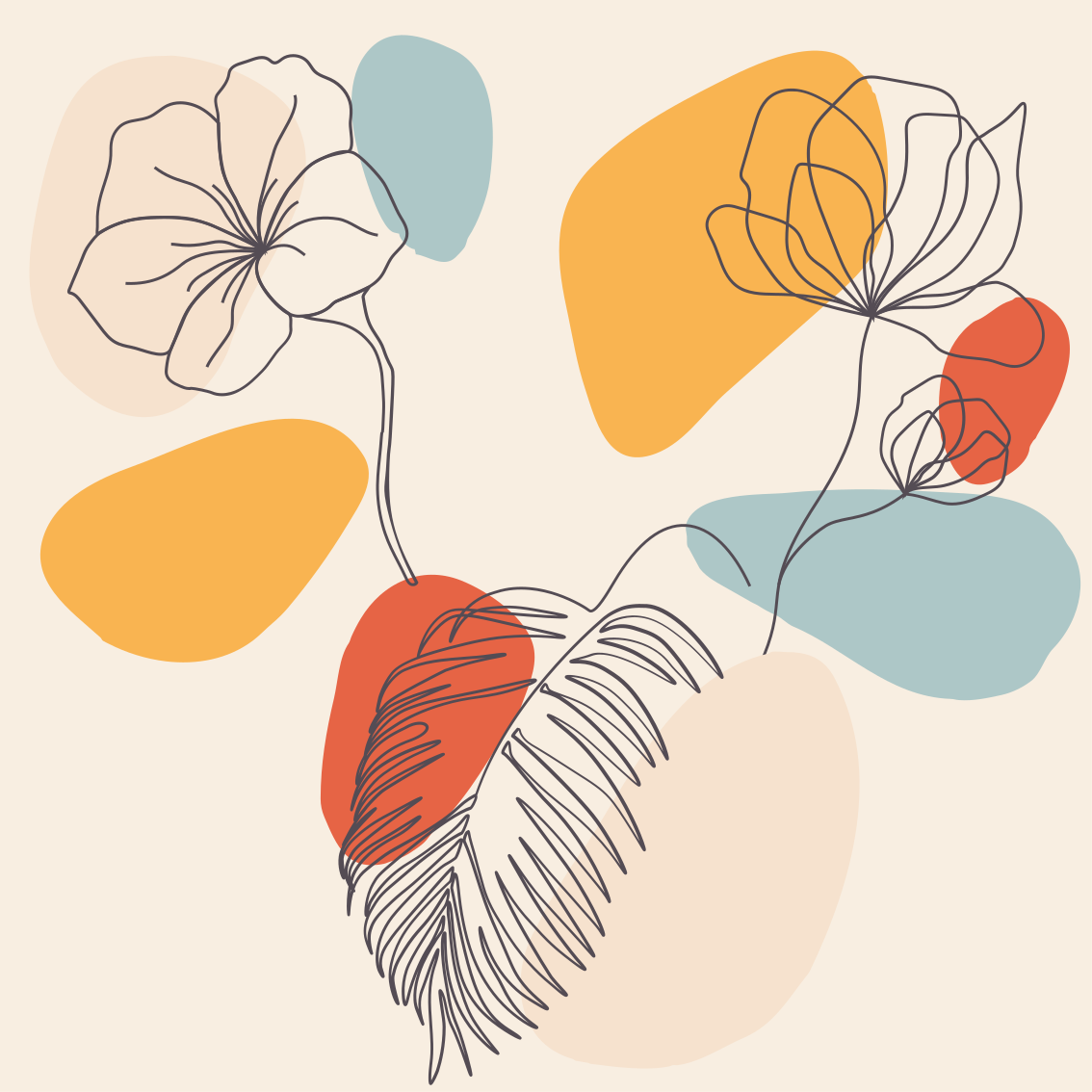 Geometric vinyl rug with botanical wall art - TenStickers
