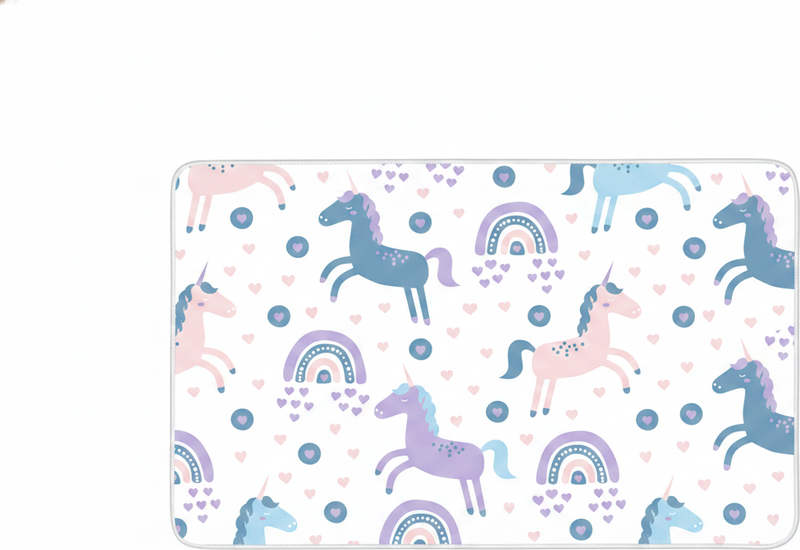 Kids vinyl rug with a sweet pastel unicorn pattern - TenStickers