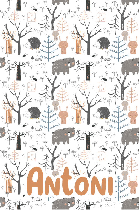 Kids vinyl rug scandinavian forest animals - TenStickers