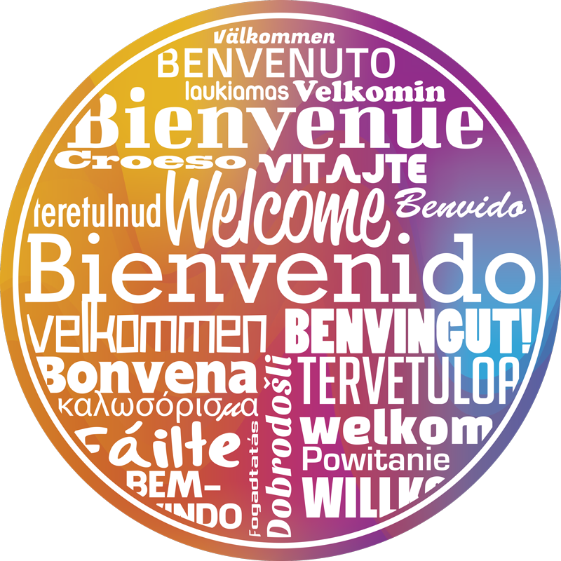 Entrance hall vinyl rug welcome home languages - TenStickers