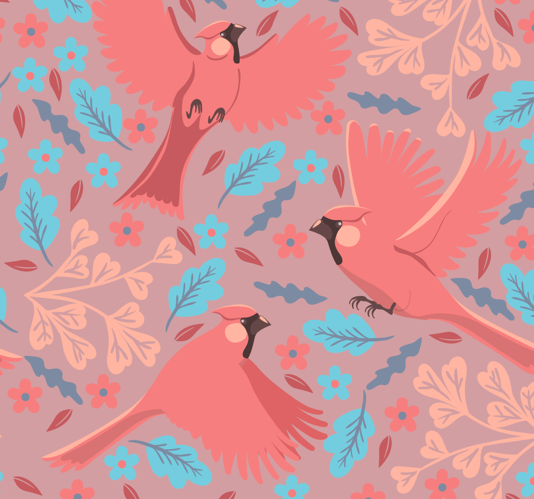 Living room vinyl rug with blush birds on branch - TenStickers