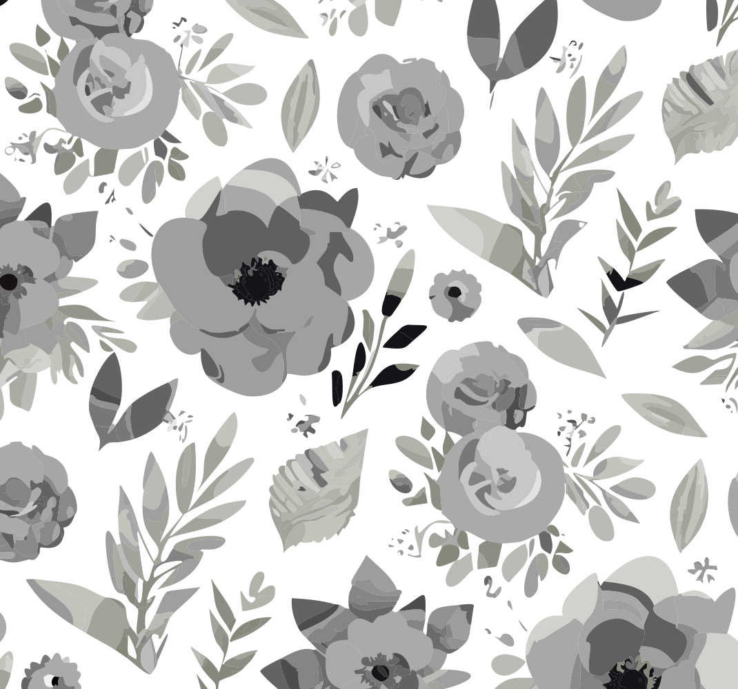 Grey vinyl rug with watercolor flowers - TenStickers
