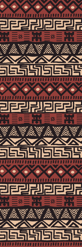 Hallway vinyl rug tribal pattern deep red - TenStickers