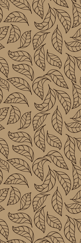 Brown vinyl rug with minimalist leaves in earth tones - TenStickers