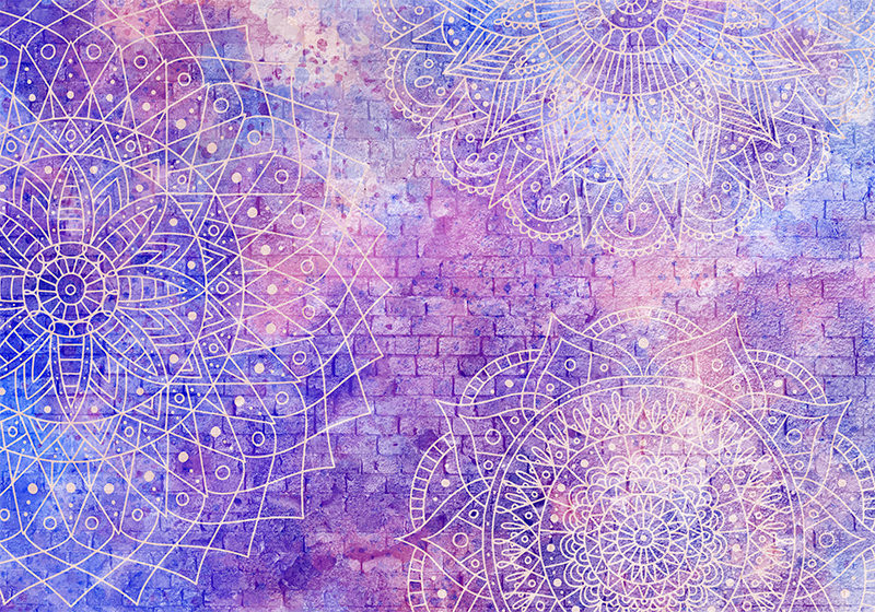 Purple vinyl rug with mandala brick wall design - TenStickers