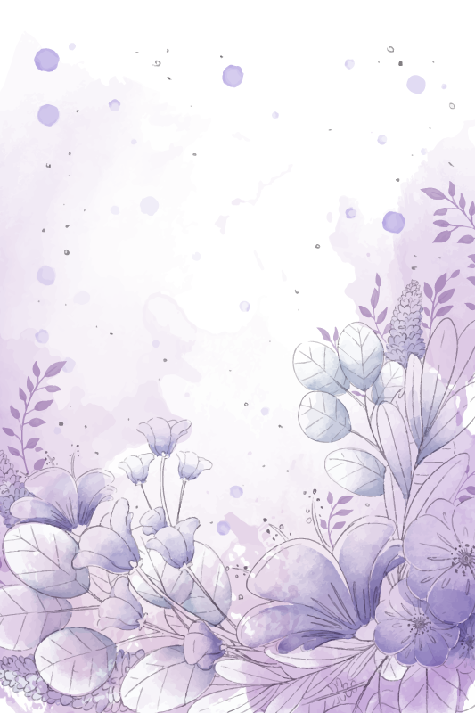 Purple vinyl rug with purple and blue flowers - TenStickers
