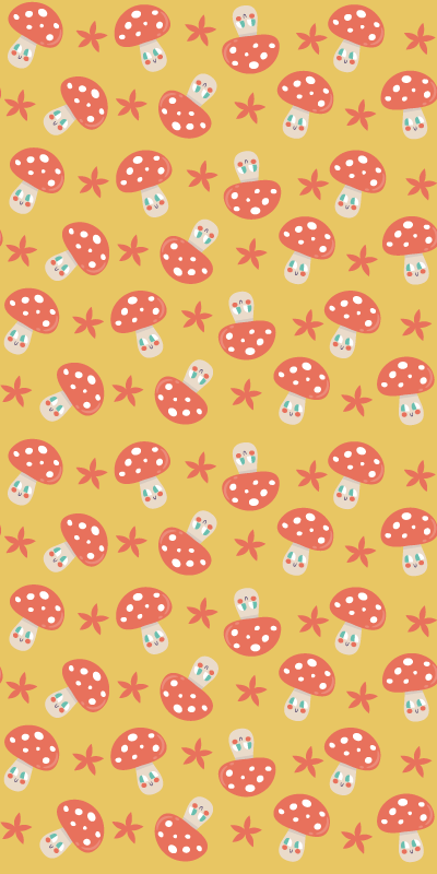 Orange vinyl rug with whimsical face mushrooms - TenStickers