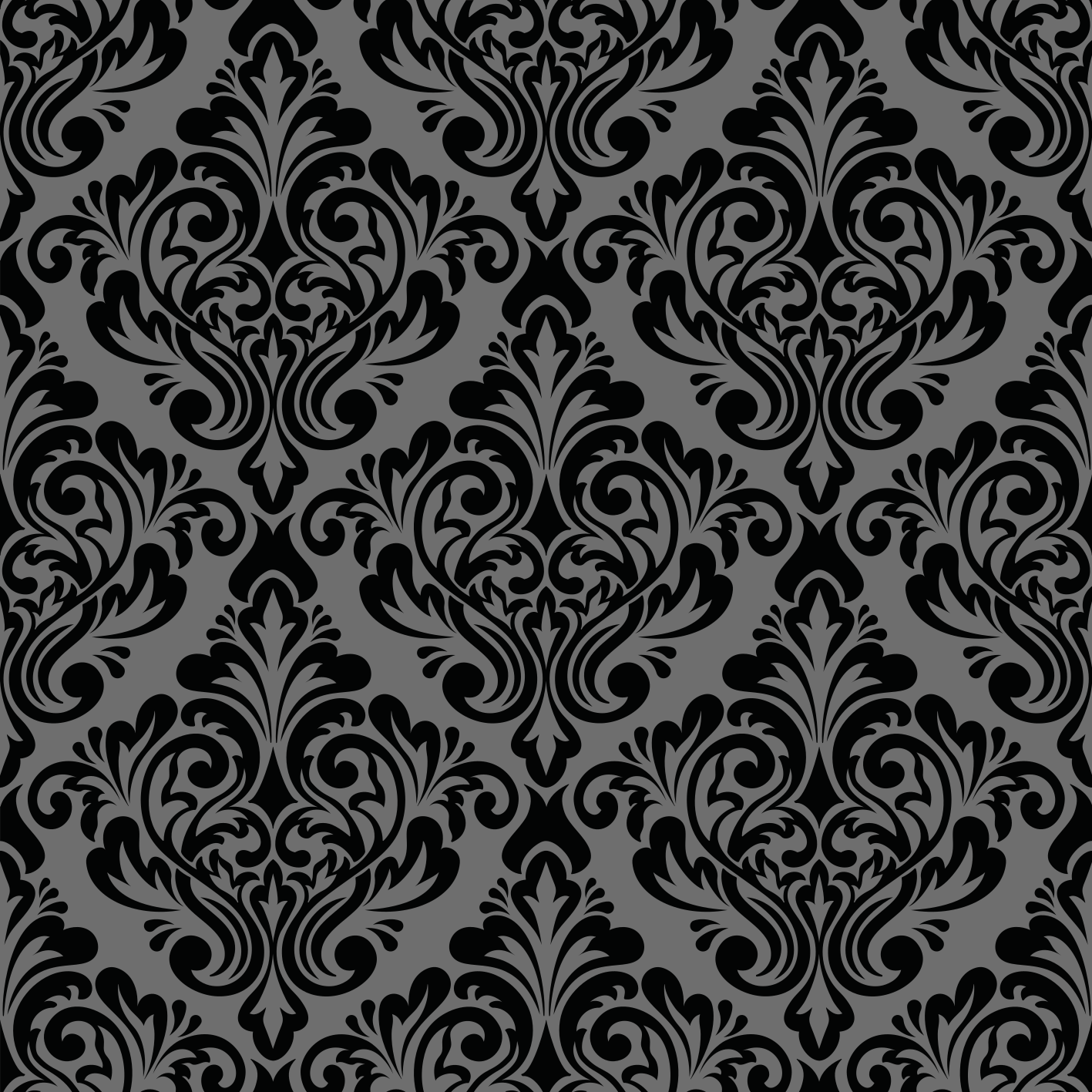 Black vinyl rug in vintage black damask design - TenStickers