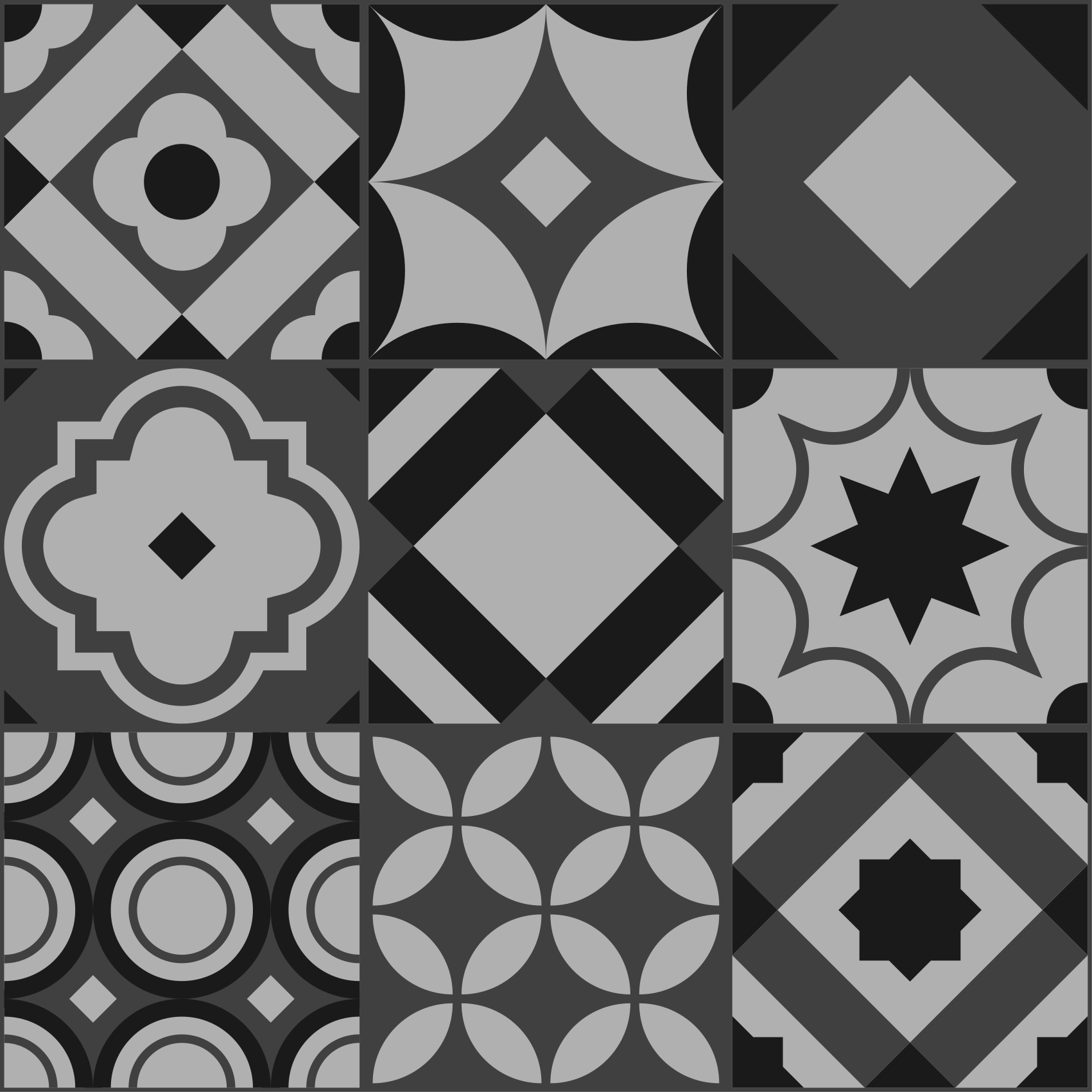 Black vinyl rug with black tiles design - TenStickers