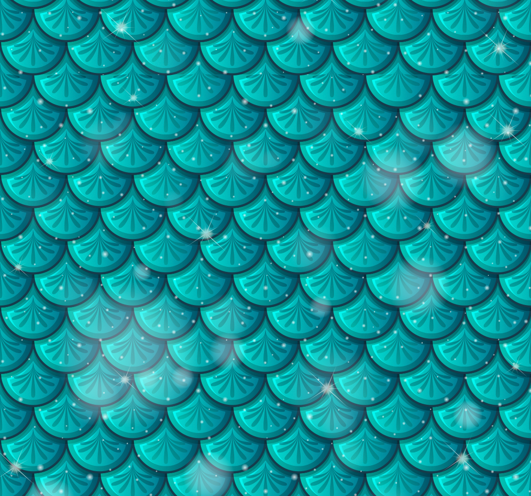 Green vinyl rug mermaid blue scales design - TenStickers