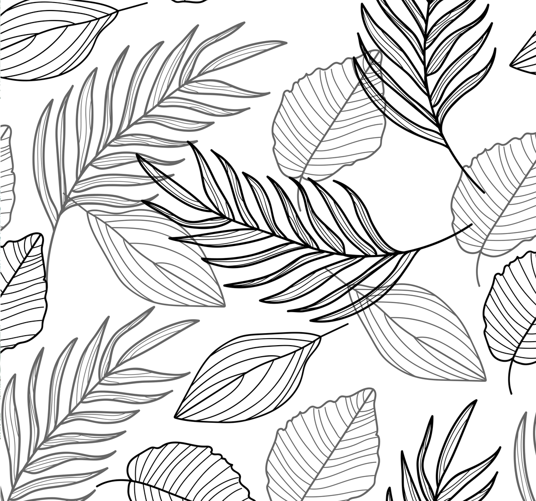 Outdoor vinyl rug black and white leaf design - TenStickers